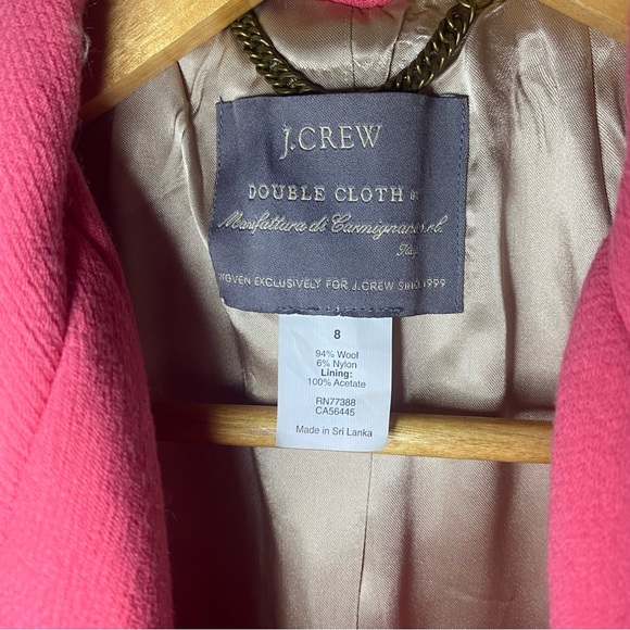 Like New J.Crew Double-Breasted Coat, Italian Double Cloth In Pink - Size 8 - Picture 5 of 9